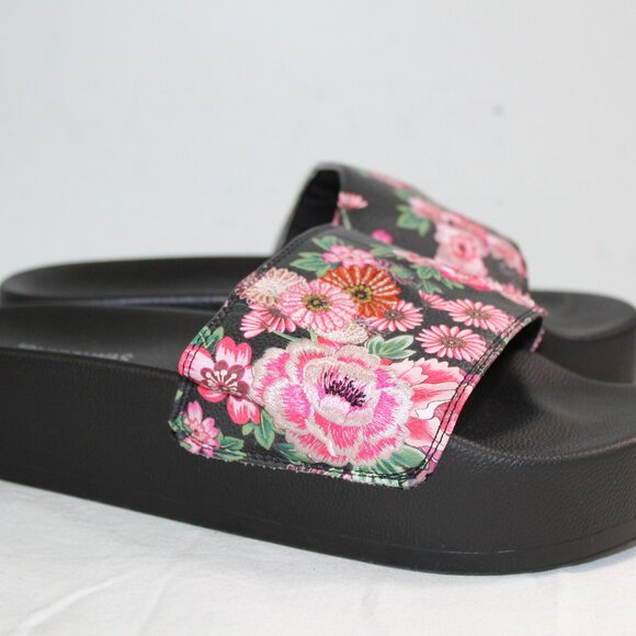 NWT Johnny Was Blum Embroidered Pool Platform Slides Slide Sandals Flats 10 $145 - Picture 2 of 6